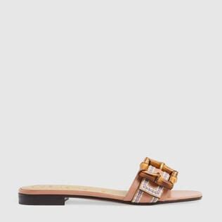 Gucci Sandalo slider donna con fibbia in bambù